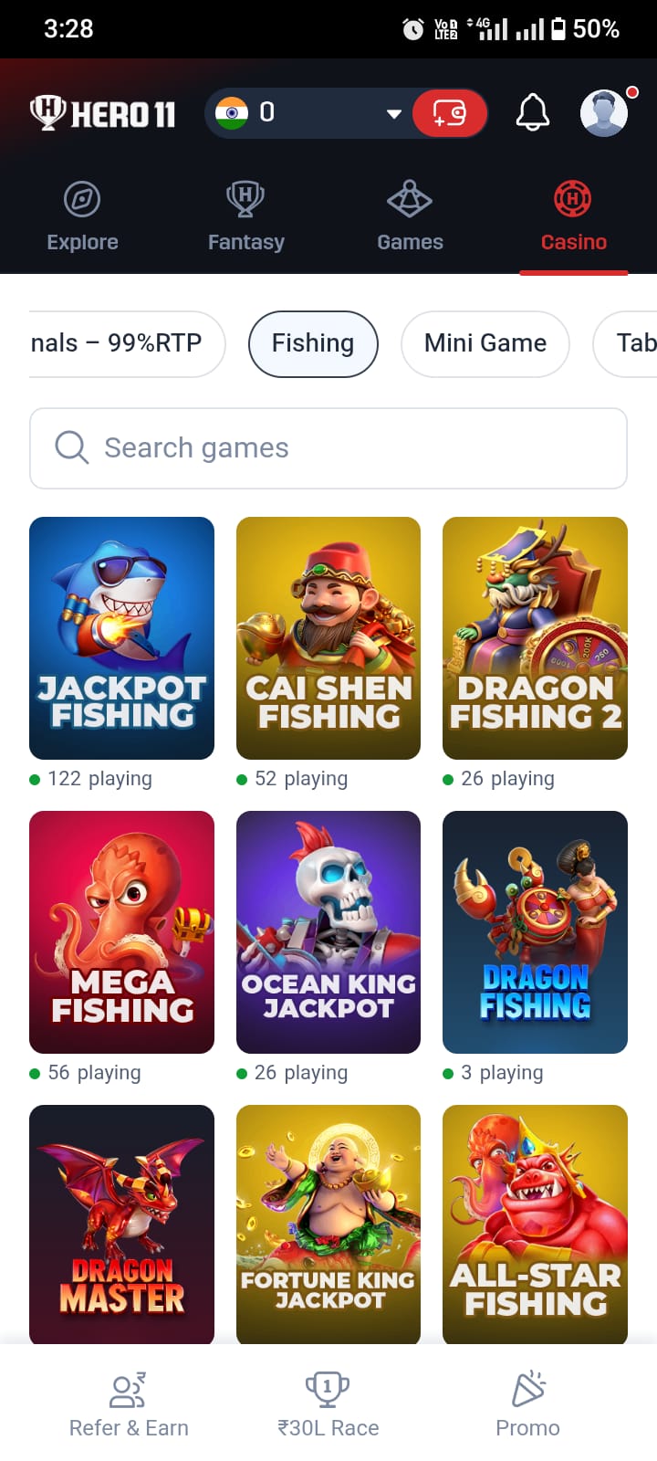 Hero11 fantasy sports, cricket, rummy, casino games, rewards and VIP benefits