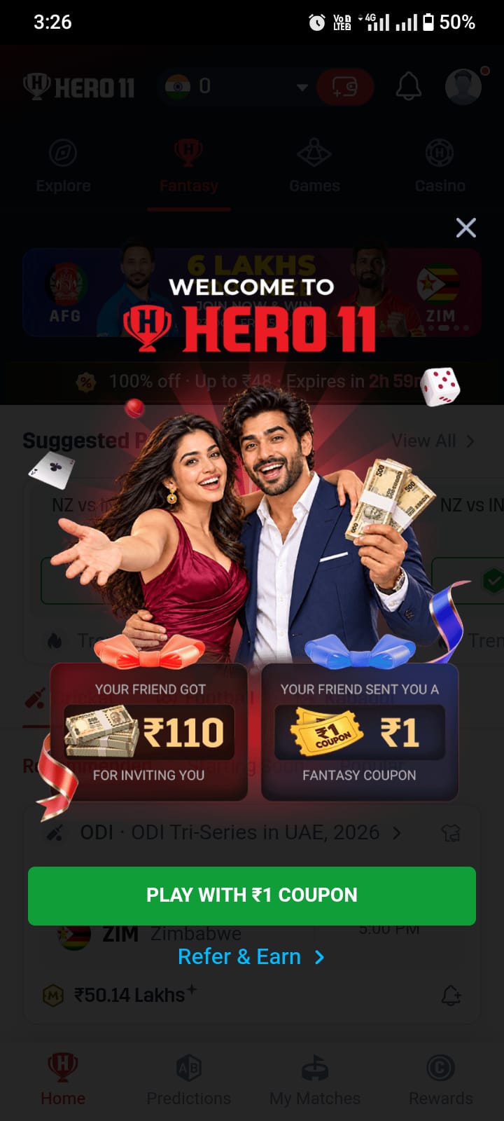 Hero11 fantasy sports, cricket, rummy, casino games, rewards and VIP benefits